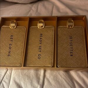 Gold Travel Luggage Tag Set